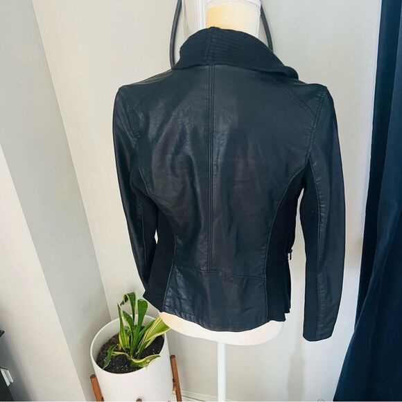 Blank NYC Drape Front Open Waterfall Faux Leather Wrap Moto Jacket, Black, Small - Picture 8 of 14